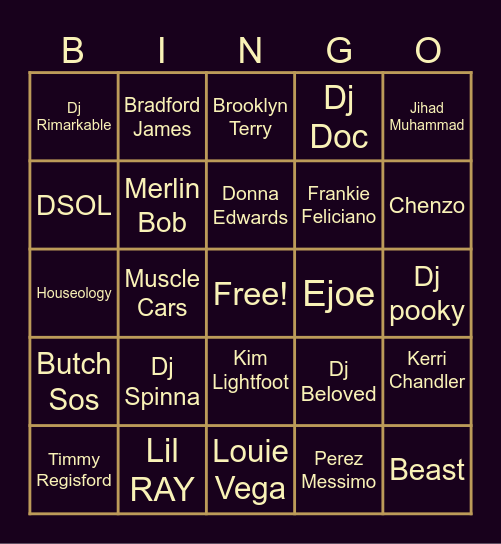 Djs Bingo Card