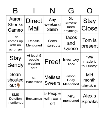 EoW Bingo 4/19 Bingo Card