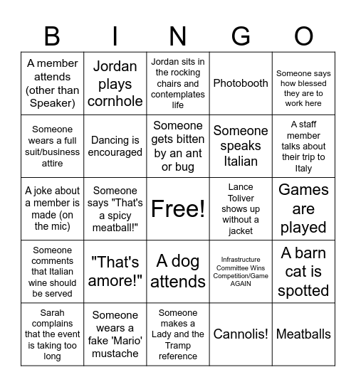 Staff Appreciation Bingo Card