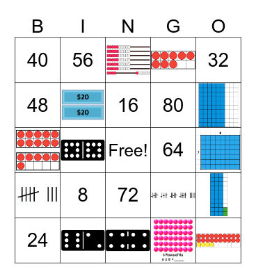 Multiplication Table of 8 Bingo Card