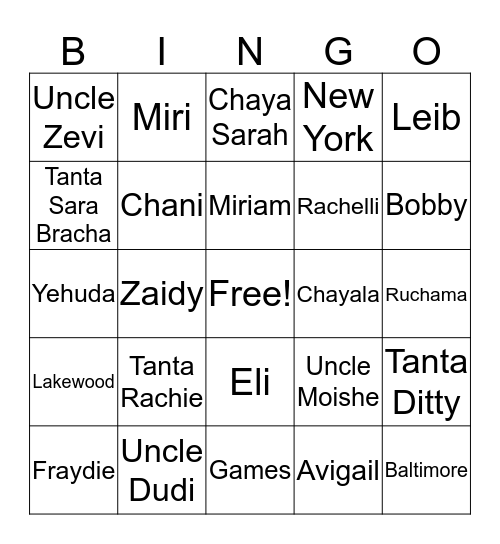 Zaidy Berezin's Birthday Bingo Card