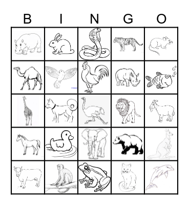 Animal Bingo Card