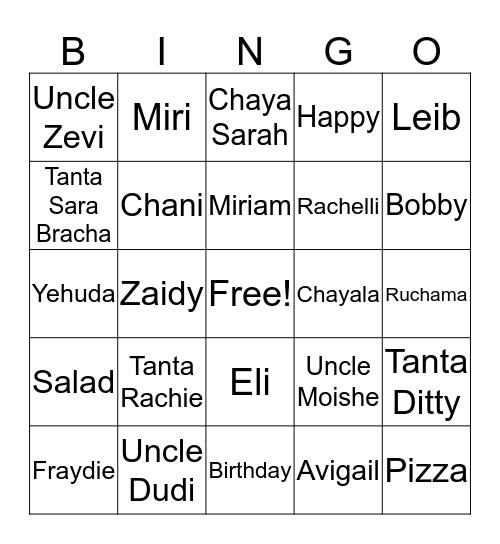 Zaidy Berezin's Birthday Bingo Card