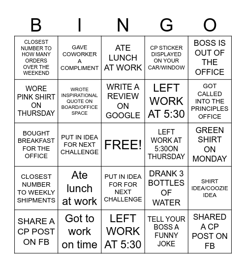 CP Bingo Card