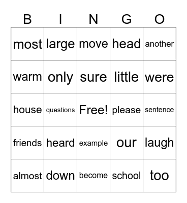 Word Wall Words 4-18-24 Bingo Card