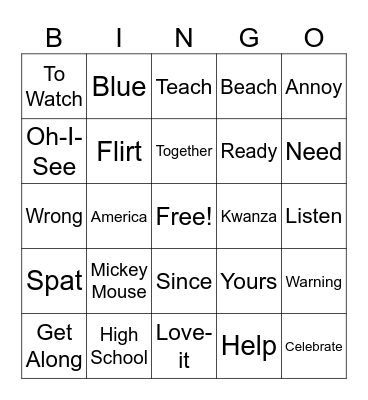 ASL 1 Review Units 1-4 Bingo Card