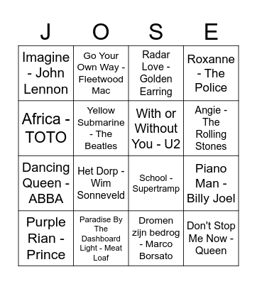 Swingo José Bingo Card
