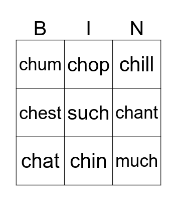 CH Bingo Card