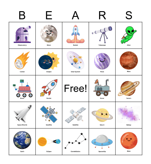 OUTER SPACE Bingo Card