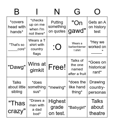 Milo Bingo Card