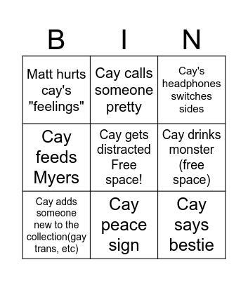Cay bingo Card