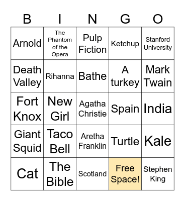 Trivia Bingo Card