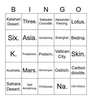 MIC Quizzee Bingo Card