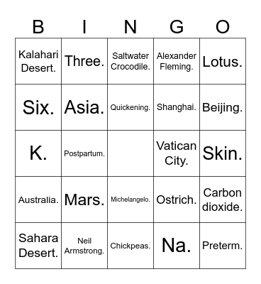 MIC QUIZZEE Bingo Card