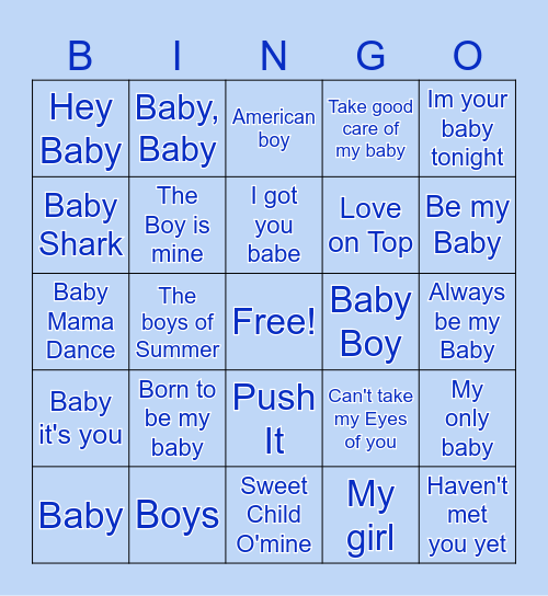 Baby Bo Shower 2024 Bingo Card