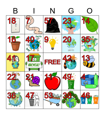 Earth Day Bingo Card