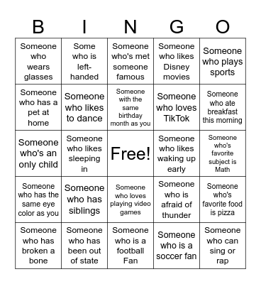 Human Bingo Card