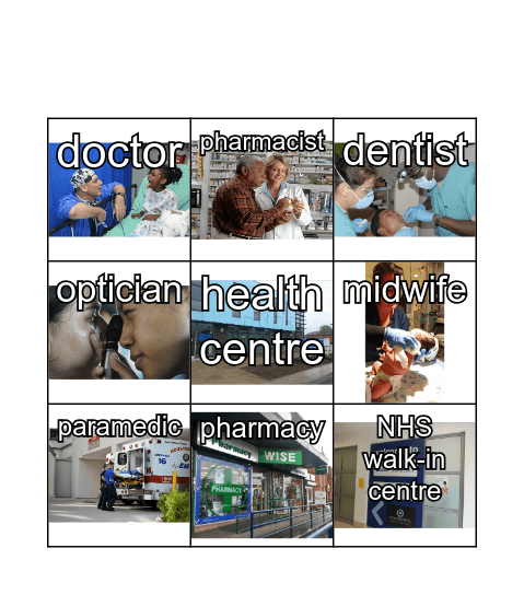 People, Places and Things in Healthcare Bingo Card
