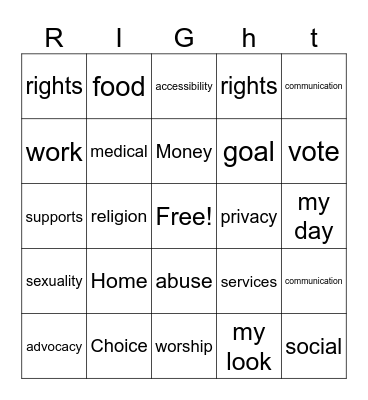 Rights Bingo Card