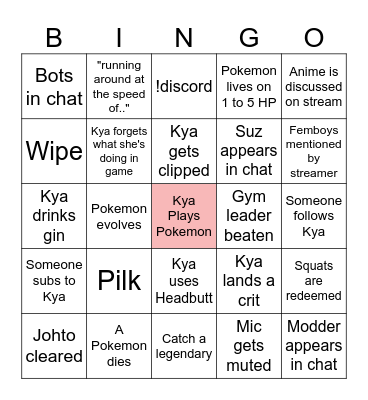 Kya Colosseum Bino Bingo Card