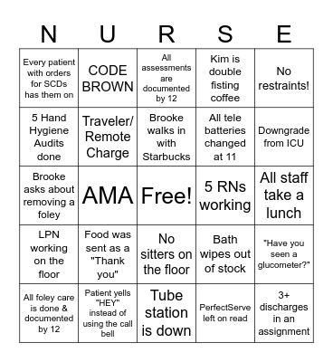 Nurse's Week Bingo Card