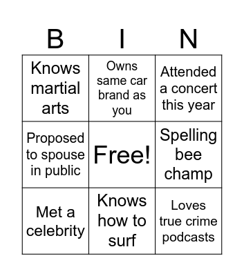 Evac Bingo Card