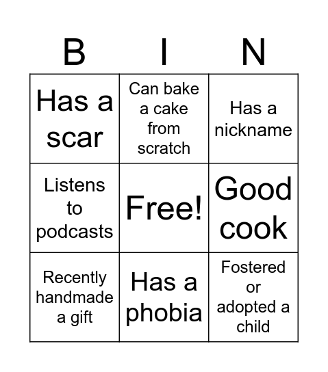 Evac Bingo Card