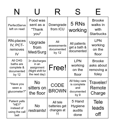 Nurse's Week Bingo Card