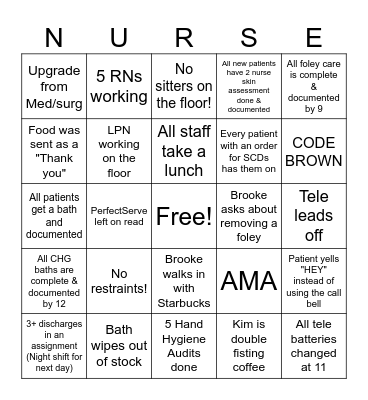 Nurse's Week Bingo Card