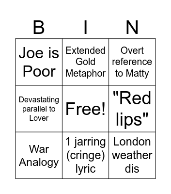 ttpd bingo Card