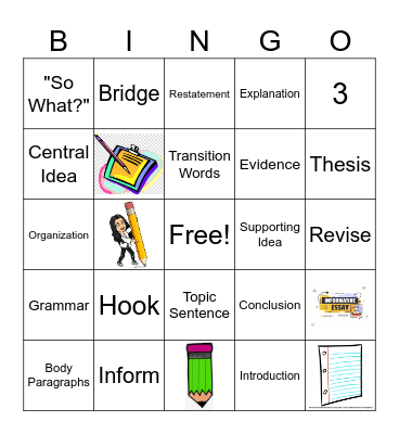 Informative Essay Structure Bingo Card
