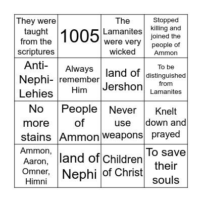 COVENANTS! Bingo Card