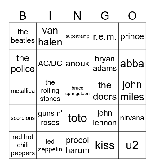 muziek bingo Card