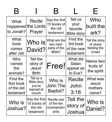 Get to know the Bible Bingo Card