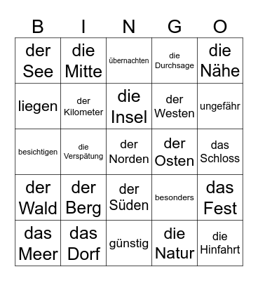Unterwegs in Deutschland Bingo Card
