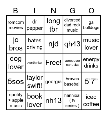 Kara’s Bingo Card