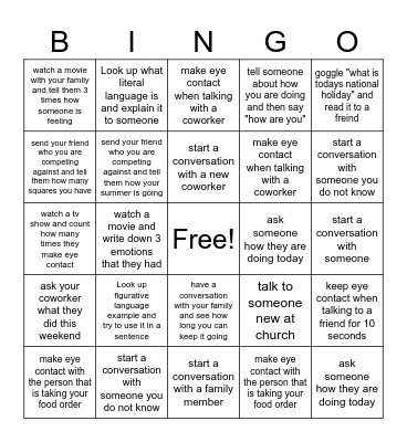 Speechie Summer Fun Bingo Card
