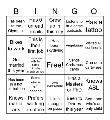 Human Bingo Card