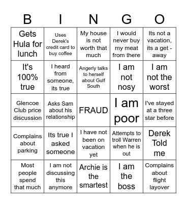 JESS Bingo Card