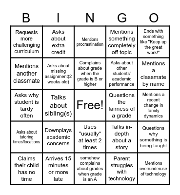PT Conferences Bingo! Bingo Card