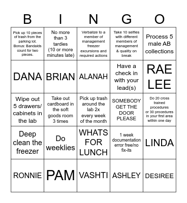 LAB Bingo Card