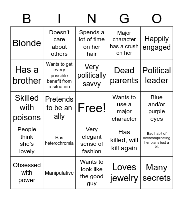 Cassiopeia Bingo Card
