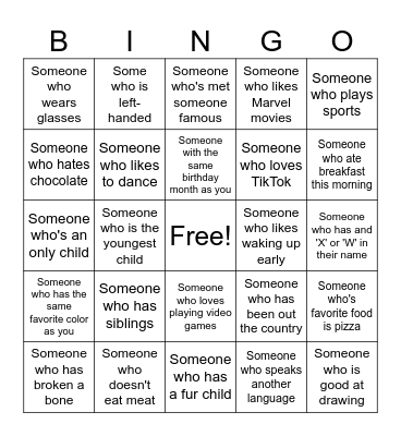 Human Bingo Card