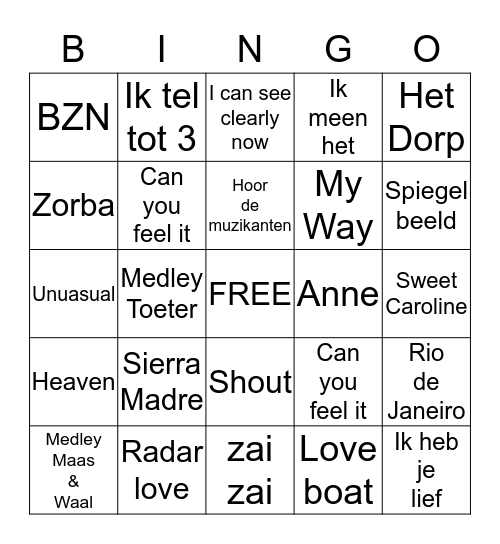 Hofkapel titels Bingo Card