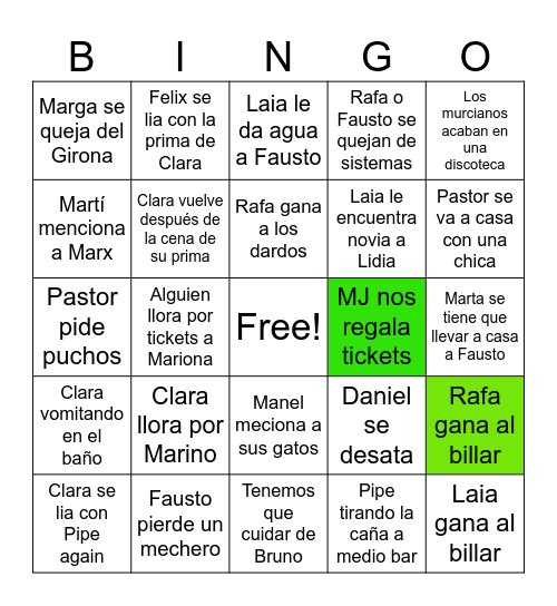 Afterwork Bingo Card