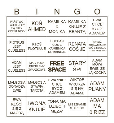 Adam i Ewa BINGO Card
