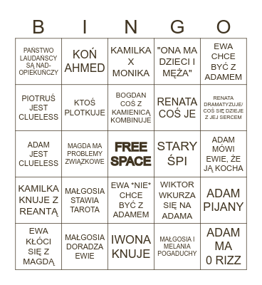 Adam i Ewa BINGO Card