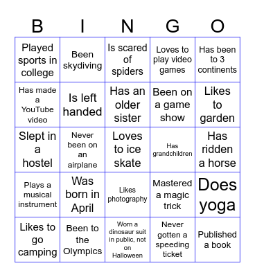 Human Bingo Card