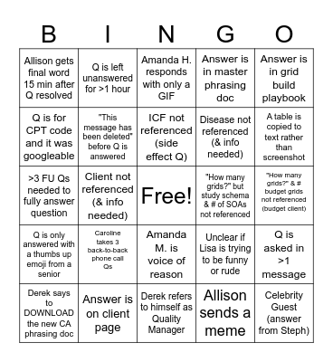 CA Chat BINGO! Bingo Card