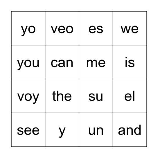 Kinder Bingo Card